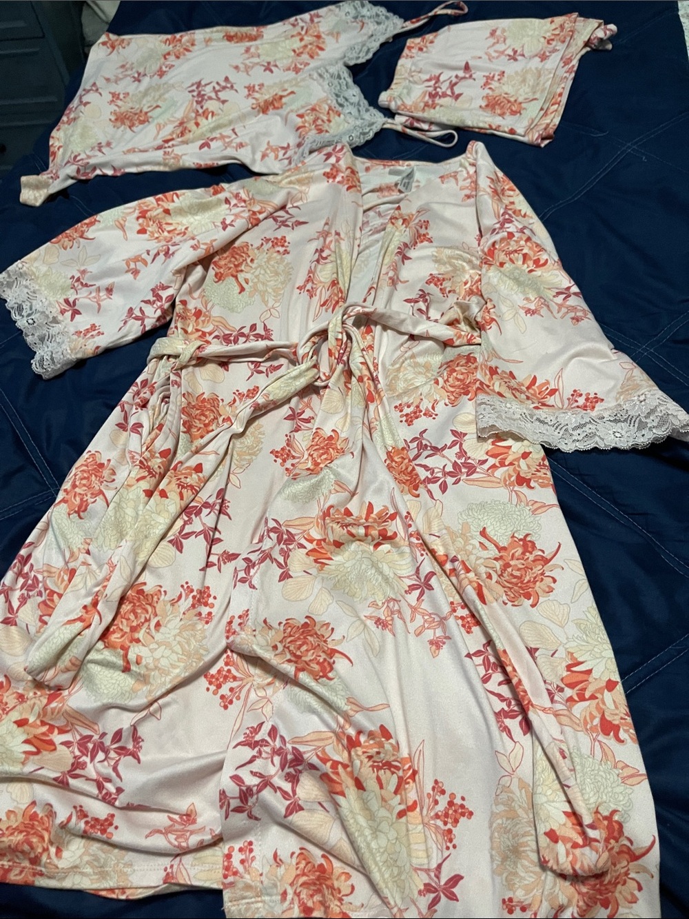 Flora Nikrooz Pink Floral Robe and pajama top and bottom Set